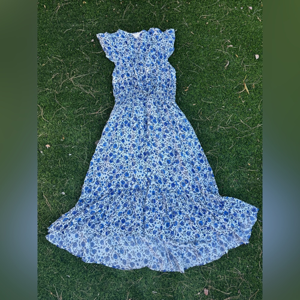 White and blue floral dress